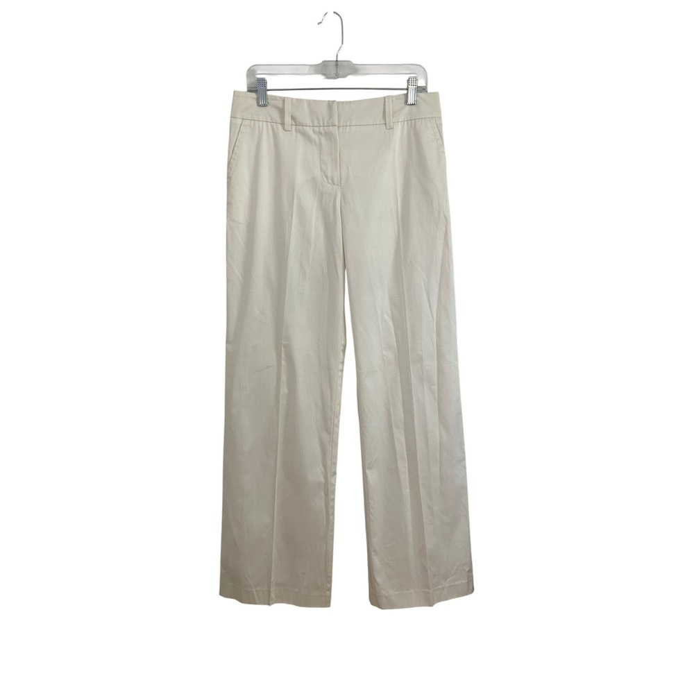 Trina Turk Womens Off White Mid-Rise Wide Straight Leg Pants Trousers 8